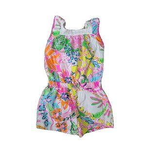 Lilly Pulitzer Kids Floral Romper - Pink, Orange, Green